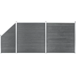 vidaXL Schuttingset 2 vierkant en 1 schuin 446x186 cm HKC grijs