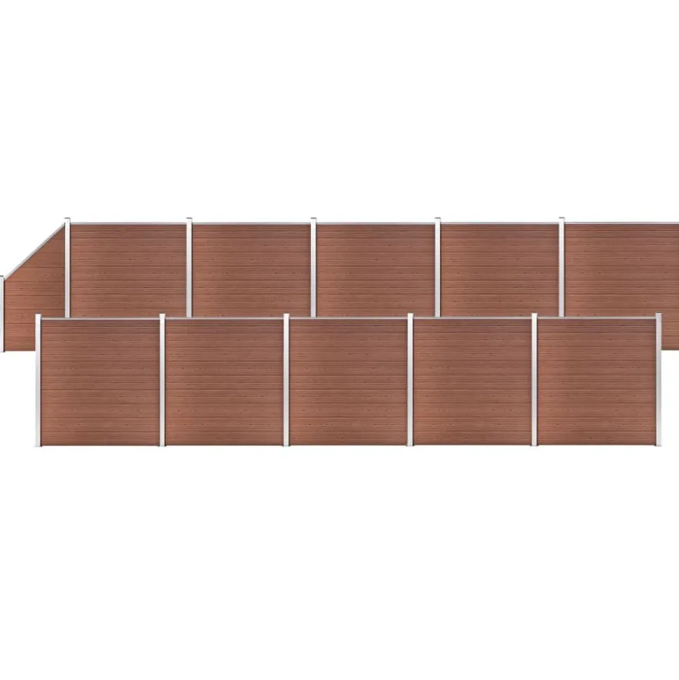 vidaXL Schuttingset 10 vierkant en 1 schuin 1830x186 cm HKC bruin