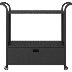 vidaXL Serveerwagen met lade 100x45x97 cm poly rattan zwart