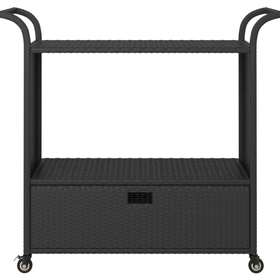 vidaXL Serveerwagen met lade 100x45x97 cm poly rattan zwart