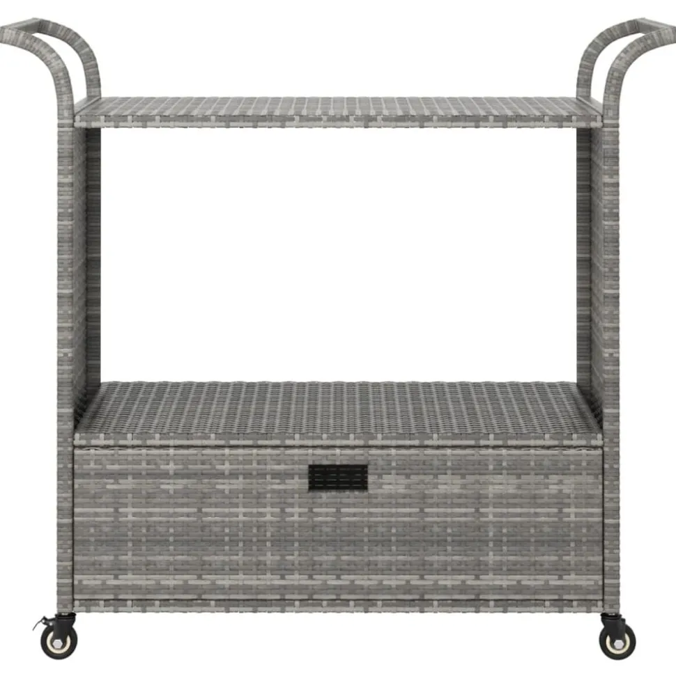 vidaXL Serveerwagen met lade 100x45x97 cm poly rattan grijs
