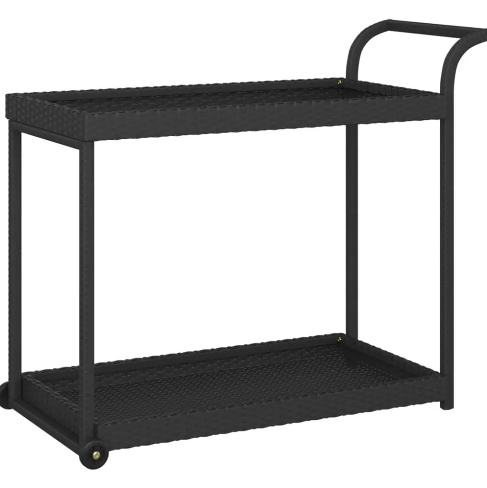 vidaXL Serveerwagen 100x45x83 cm poly rattan zwart