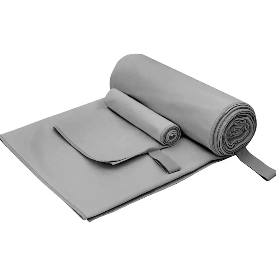 vidaXL Set van Sporthanddoeken 2 pcs Donkergrijs Stof