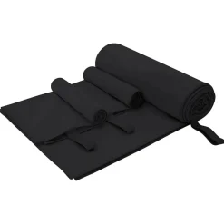 vidaXL Set van Sporthanddoeken 3 pcs Zwart Polyester en Polyamide