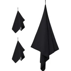 vidaXL Set van Sporthanddoeken 3 pcs Zwart Polyester en Polyamide