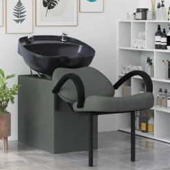 vidaXL Shampoo Stoel Donkergrijs en Zwart 136 x 60 x 92 cm Stof