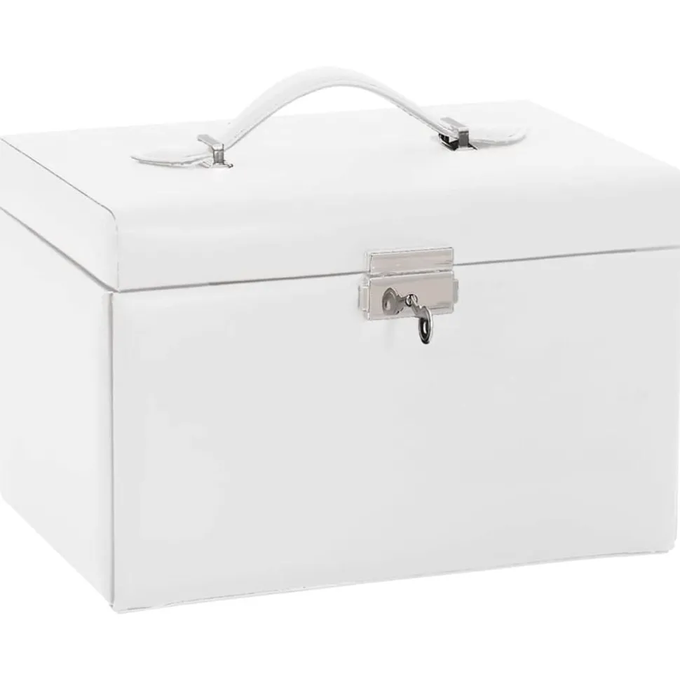vidaXL Sieradendoosje 3laags met spiegel afsluitbaar 26x18x17,5 cm wit