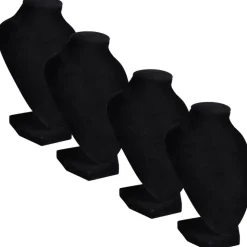 vidaXL Sieradenhouder voor ketting 9x8,5x15 cm zwart 4 st