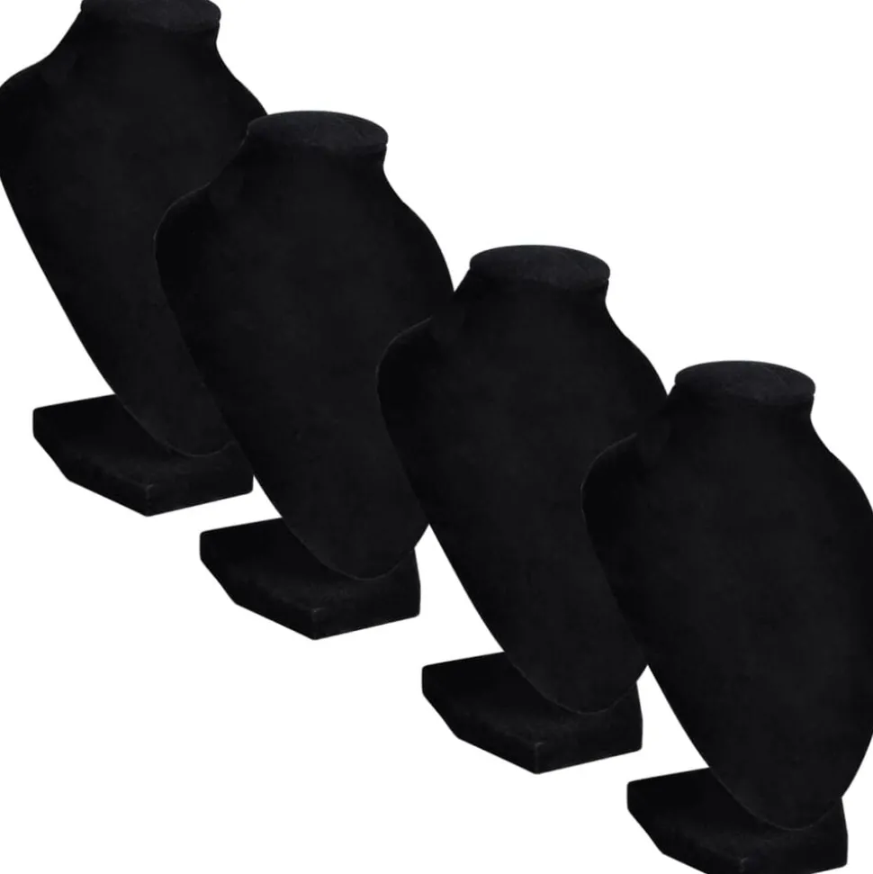 vidaXL Sieradenhouder voor ketting 9x8,5x15 cm zwart 4 st
