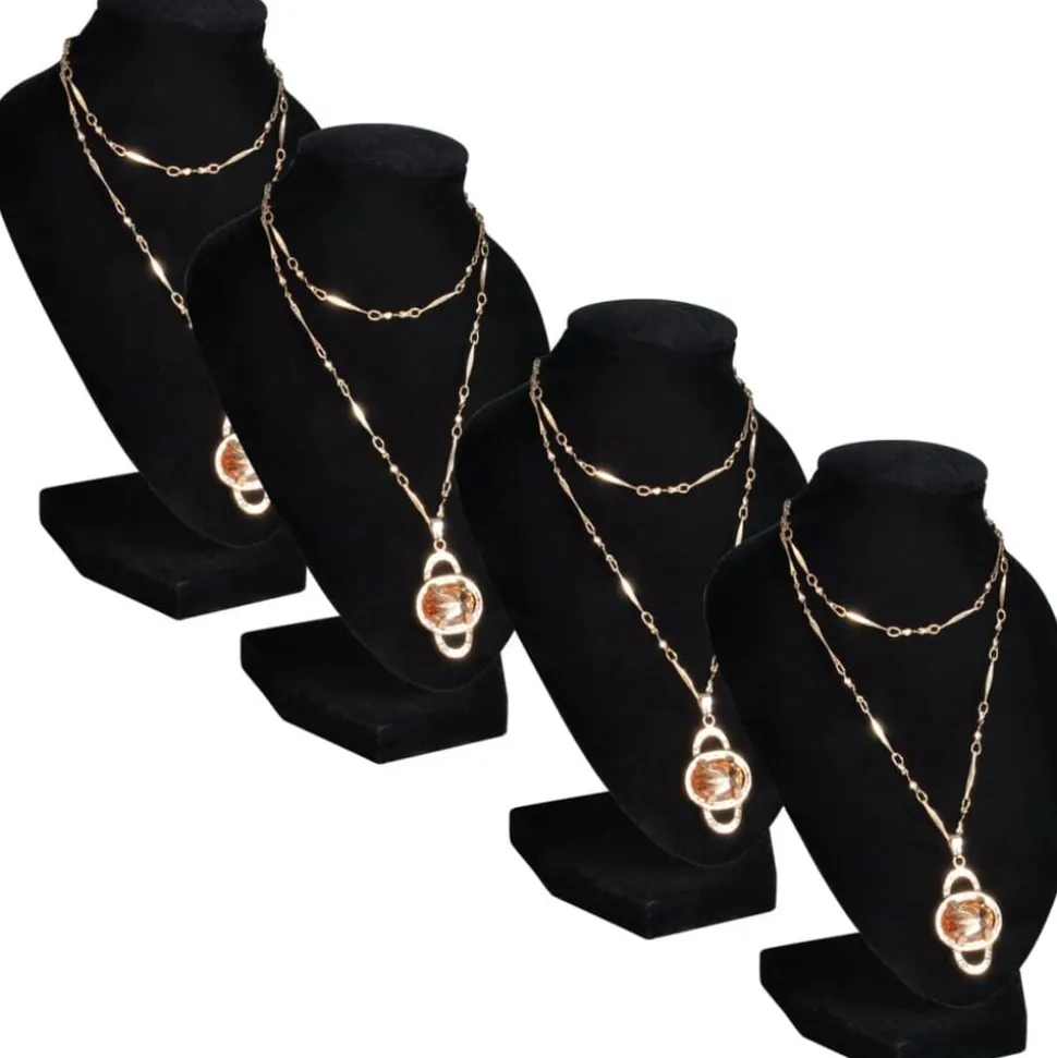 vidaXL Sieradenhouder voor ketting 9x8,5x15 cm zwart 4 st