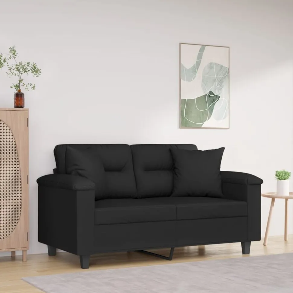 vidaXL Sierkussens 2 st 40x40 cm microvezelstof zwart