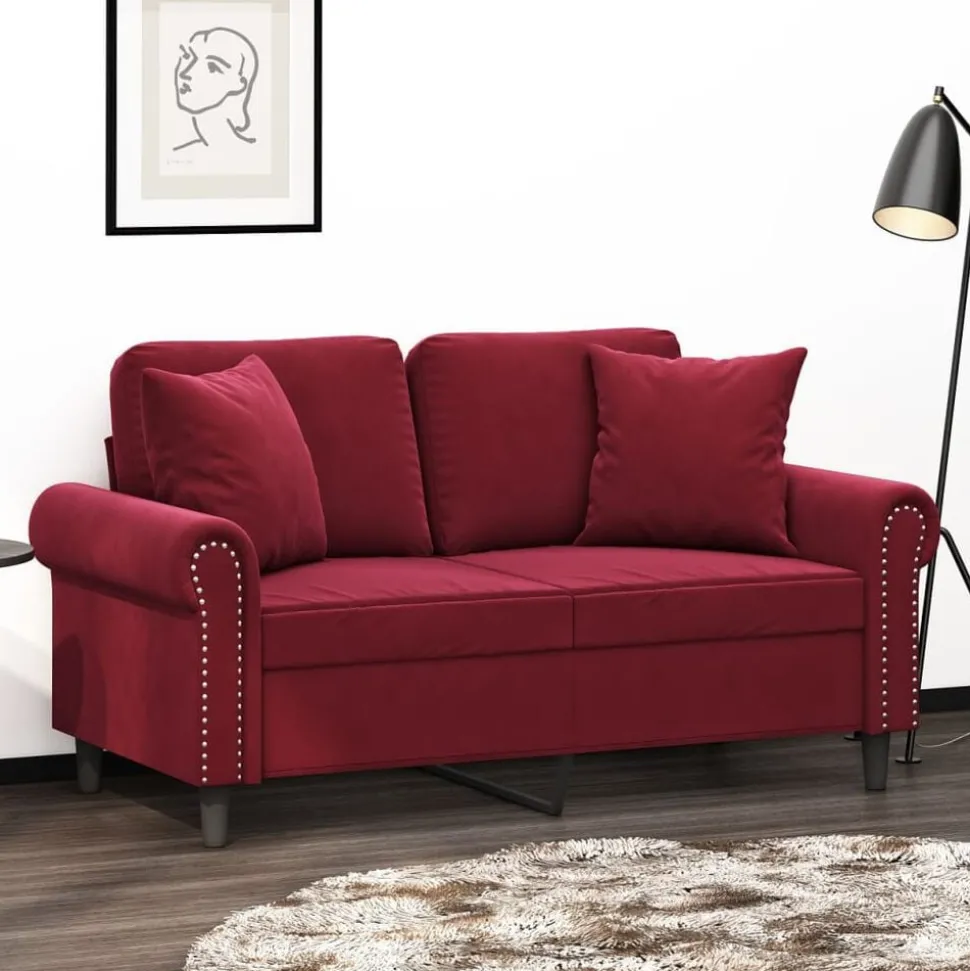 vidaXL Sierkussens 2 st 40x40 cm fluweel wijnrood