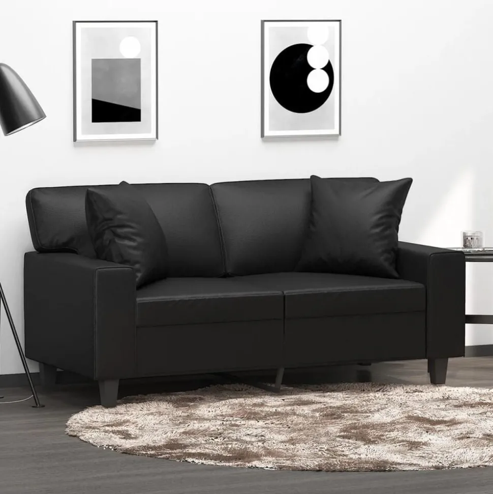 vidaXL Sierkussens 2 st 40x40 cm kunstleer zwart