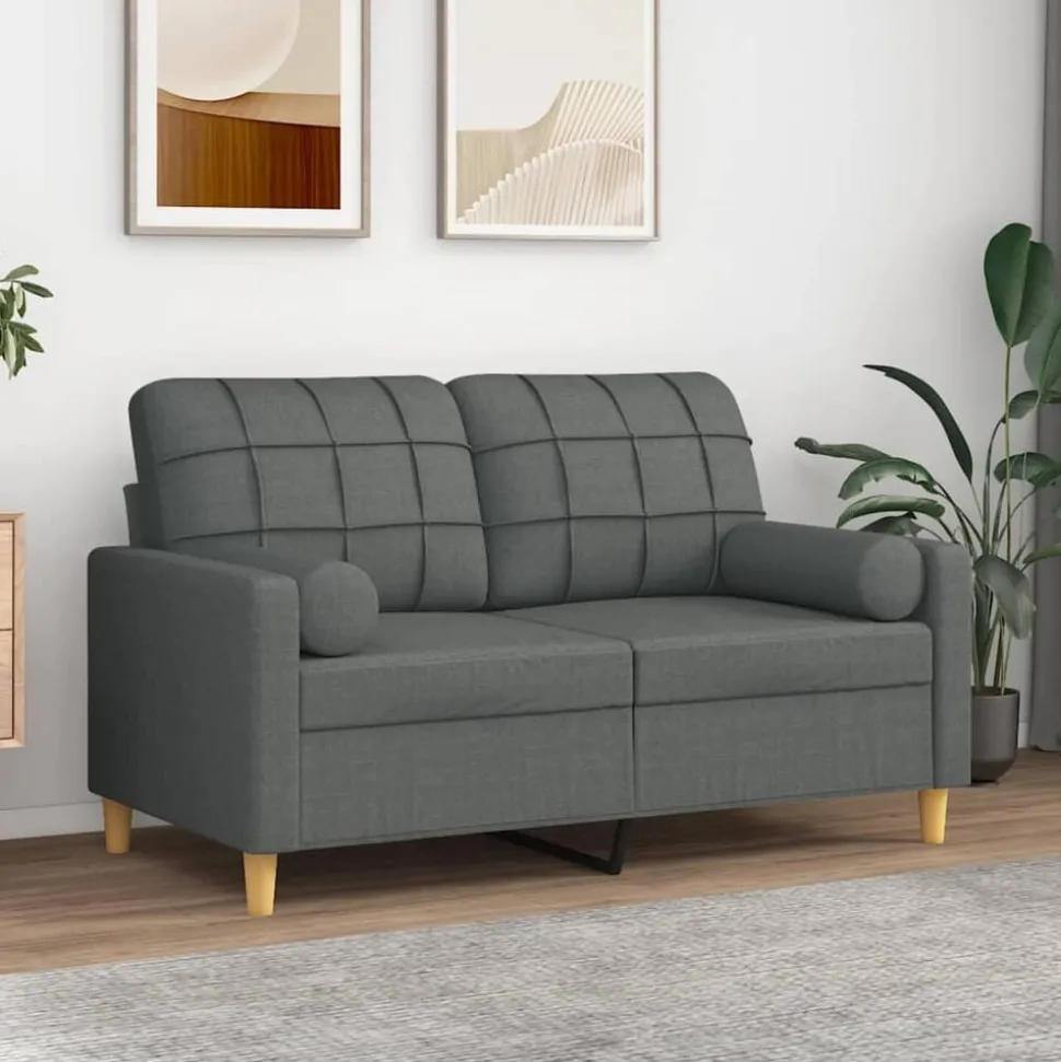 vidaXL Sierkussens 2 st 15x50 cm stof donkergrijs