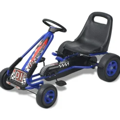 vidaXL Skelter met pedalen en verstelbare zitting blauw