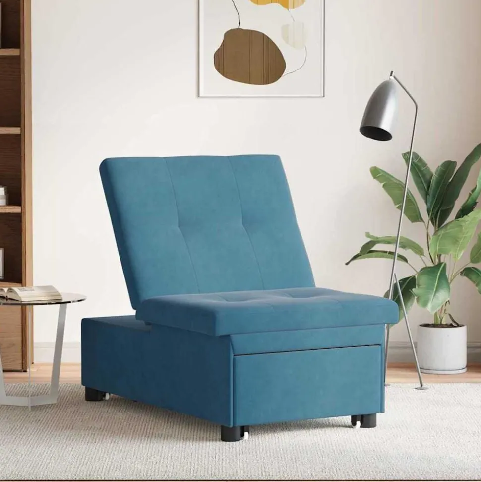 vidaXL Slaapbank Blauw 194 x 67 x 82 cm Fluweel