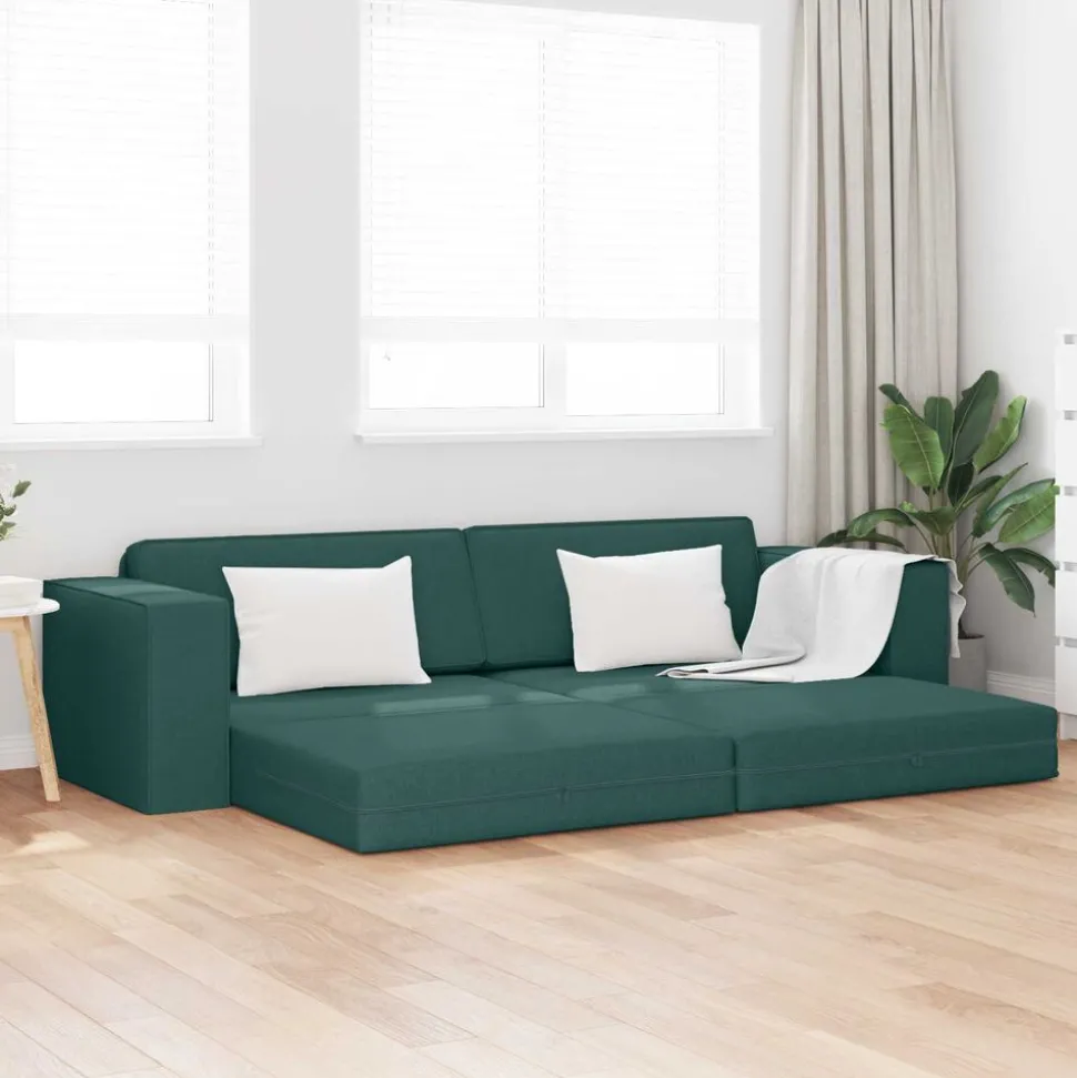 vidaXL Slaapbank Donkergroen 245 x 78 x 77 cm Stof