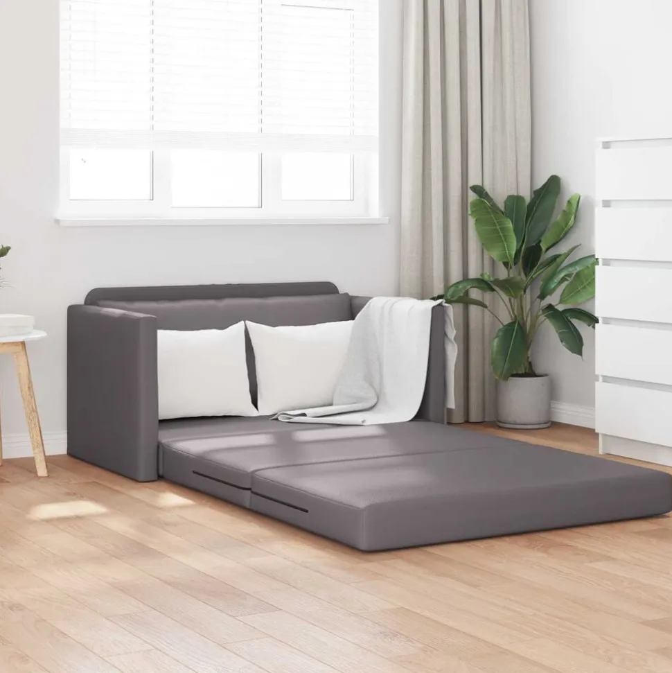 vidaXL Slaapbank Grijs 124 x 71 x 78 cm Kunstleer