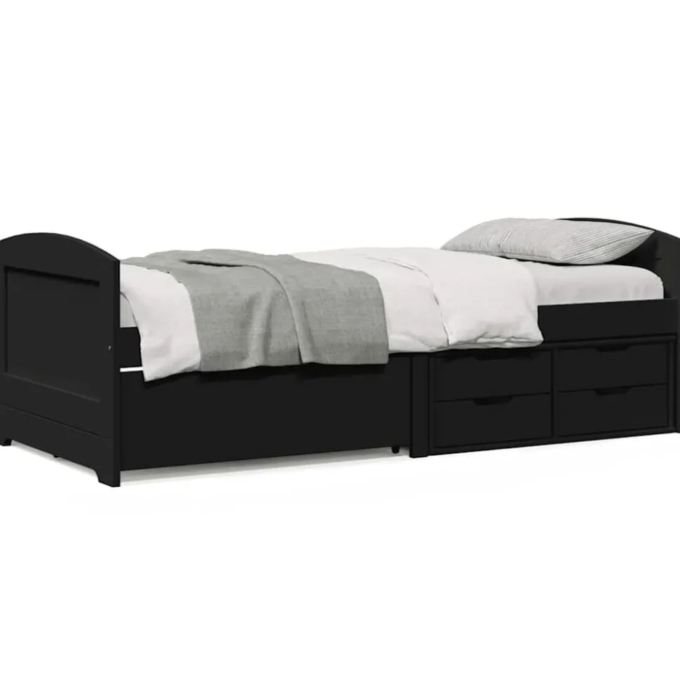 vidaXL Slaapbank met 5 lades zonder matras IRUN 90x200 cm zwart