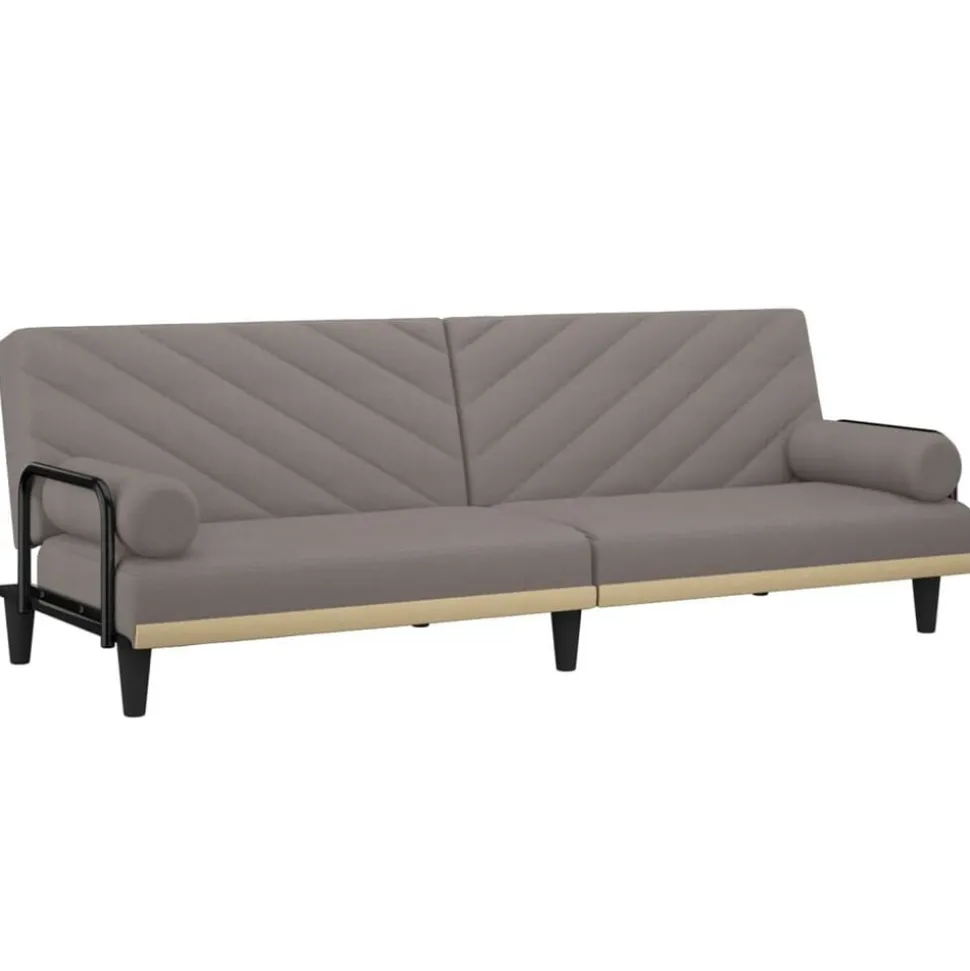 vidaXL Slaapbank met armleuningen stof taupe