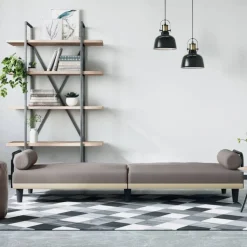 vidaXL Slaapbank met armleuningen stof taupe