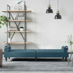 vidaXL Slaapbank met armleuningen fluweel blauw