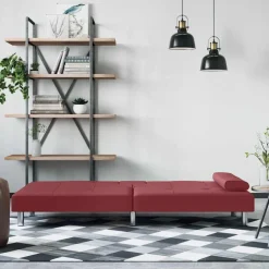 vidaXL Slaapbank met bekerhouders kunstleer wijnrood
