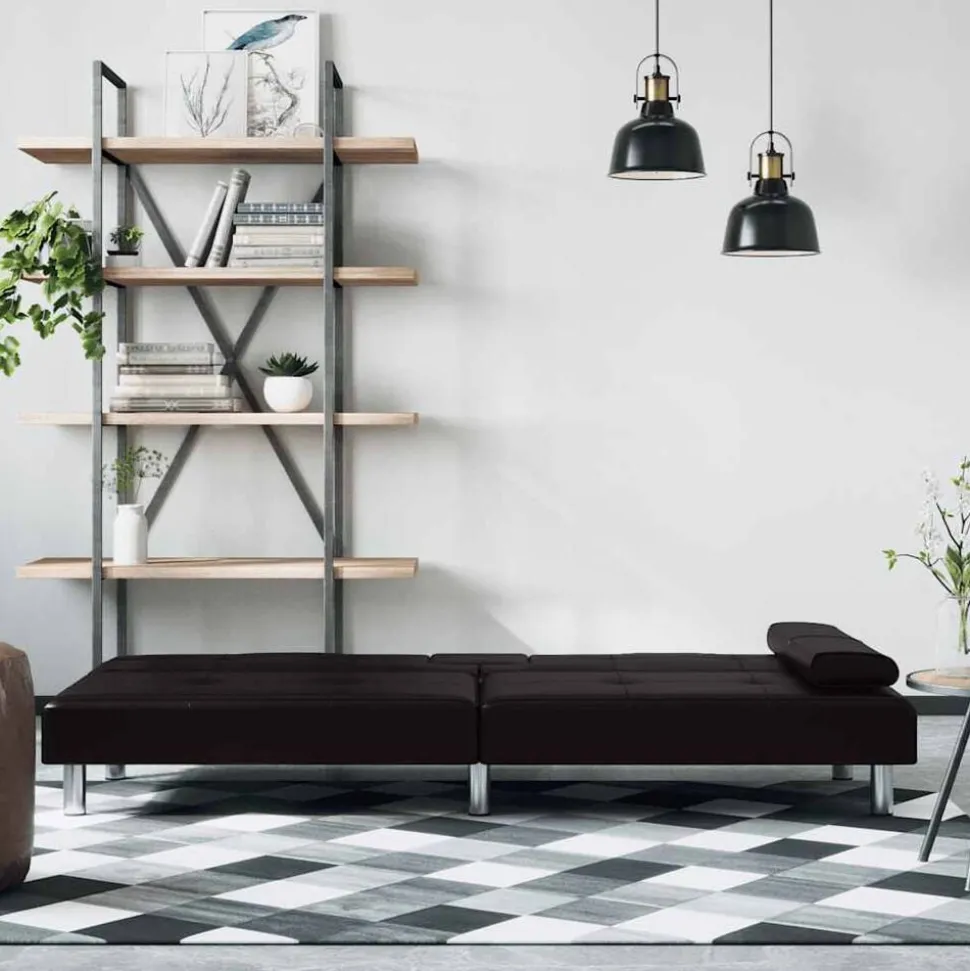 vidaXL Slaapbank met bekerhouders kunstleer zwart