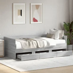 vidaXL Slaapbank met lades zonder matras 100x200 cm grijs sonoma eiken