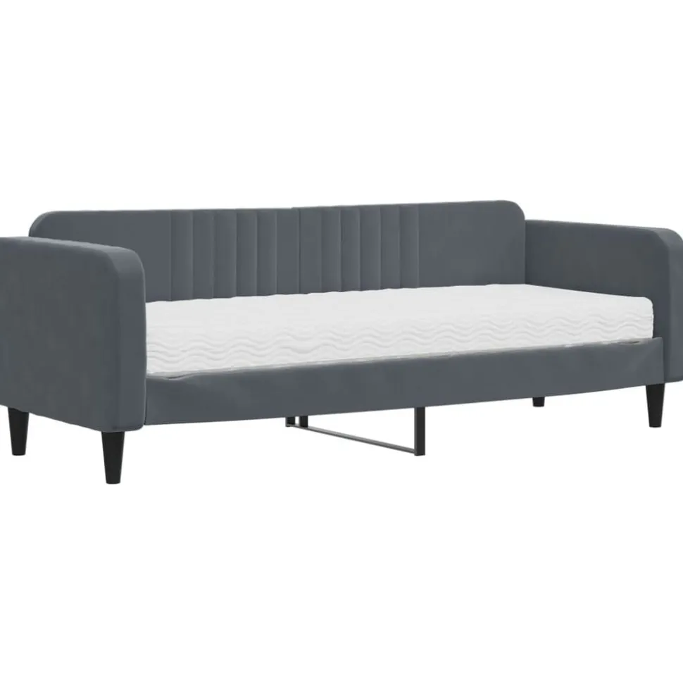 vidaXL Slaapbank met matras 80x200 cm fluweel donkergrijs