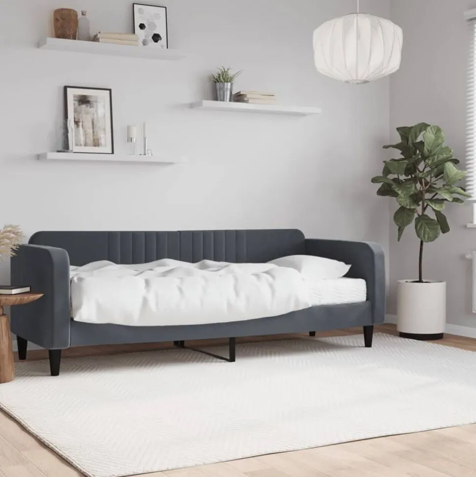 vidaXL Slaapbank met matras 80x200 cm fluweel donkergrijs