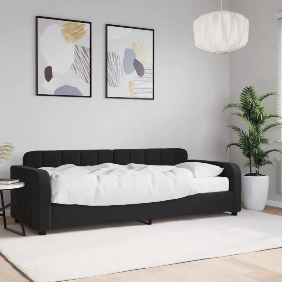 vidaXL Slaapbank met matras 80x200 cm fluweel zwart