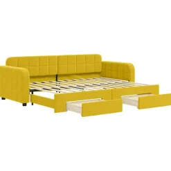 vidaXL Slaapbank met onderschuifbed en lades 80x200 cm fluweel geel