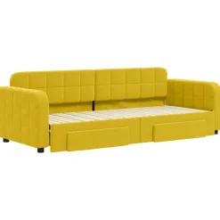 vidaXL Slaapbank met onderschuifbed en lades 80x200 cm fluweel geel