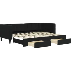 vidaXL Slaapbank met onderschuifbed en lades 80x200 cm fluweel zwart