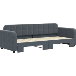 vidaXL Slaapbank met onderschuifbed 80x200 cm fluweel donkergrijs