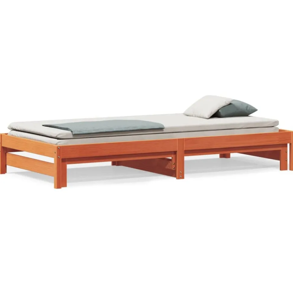 vidaXL Slaapbank met onderschuifbed 90x200 cm massief grenenhout