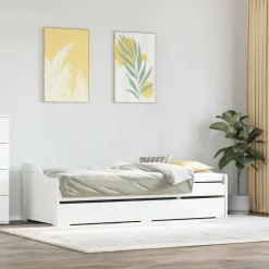vidaXL Slaapbank met onderschuifbed zonder matras IRUN 90x200 cm wit