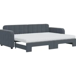 vidaXL Slaapbank onderschuifbed matrassen 80x200cm fluweel donkergrijs