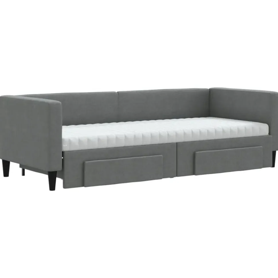 vidaXL Slaapbank onderschuifbed en lades 80x200 cm stof donkergrijs