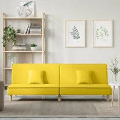 vidaXL Slaapbank stof lichtgeel