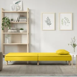 vidaXL Slaapbank stof lichtgeel