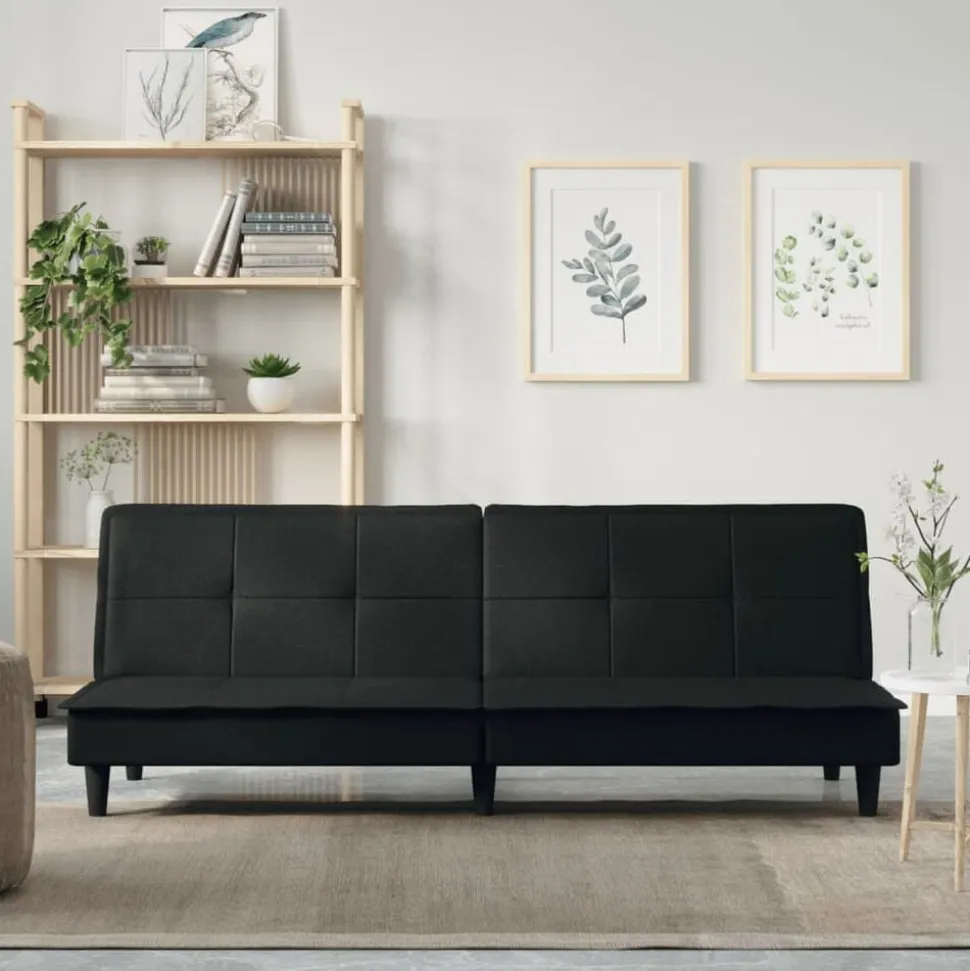 vidaXL Slaapbank stof zwart