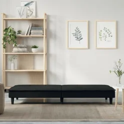 vidaXL Slaapbank stof zwart