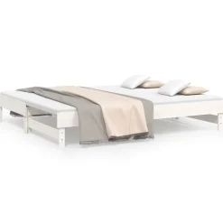 vidaXL Slaapbank uitschuifbaar 2x(100x200) cm massief grenenhout wit