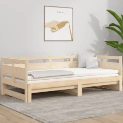 vidaXL Slaapbank uitschuifbaar massief grenenhout 2x(90x200) cm