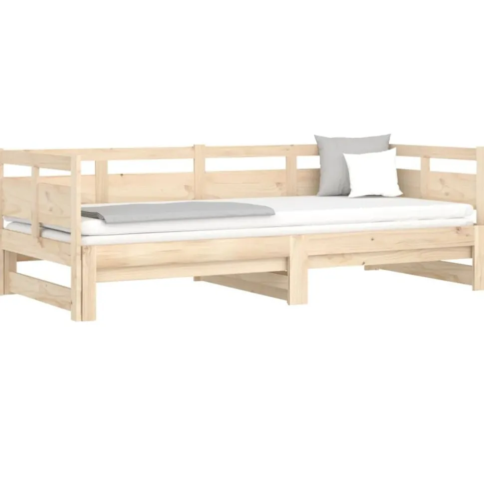 vidaXL Slaapbank uitschuifbaar massief grenenhout 2x(90x200) cm