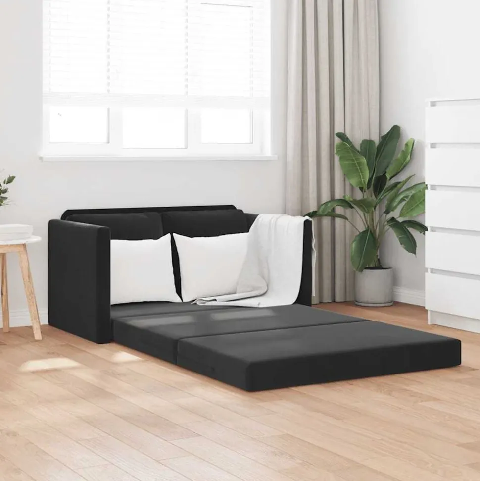 vidaXL Slaapbank vloermodel 2-in-1 122x204x55 cm fluweel zwart
