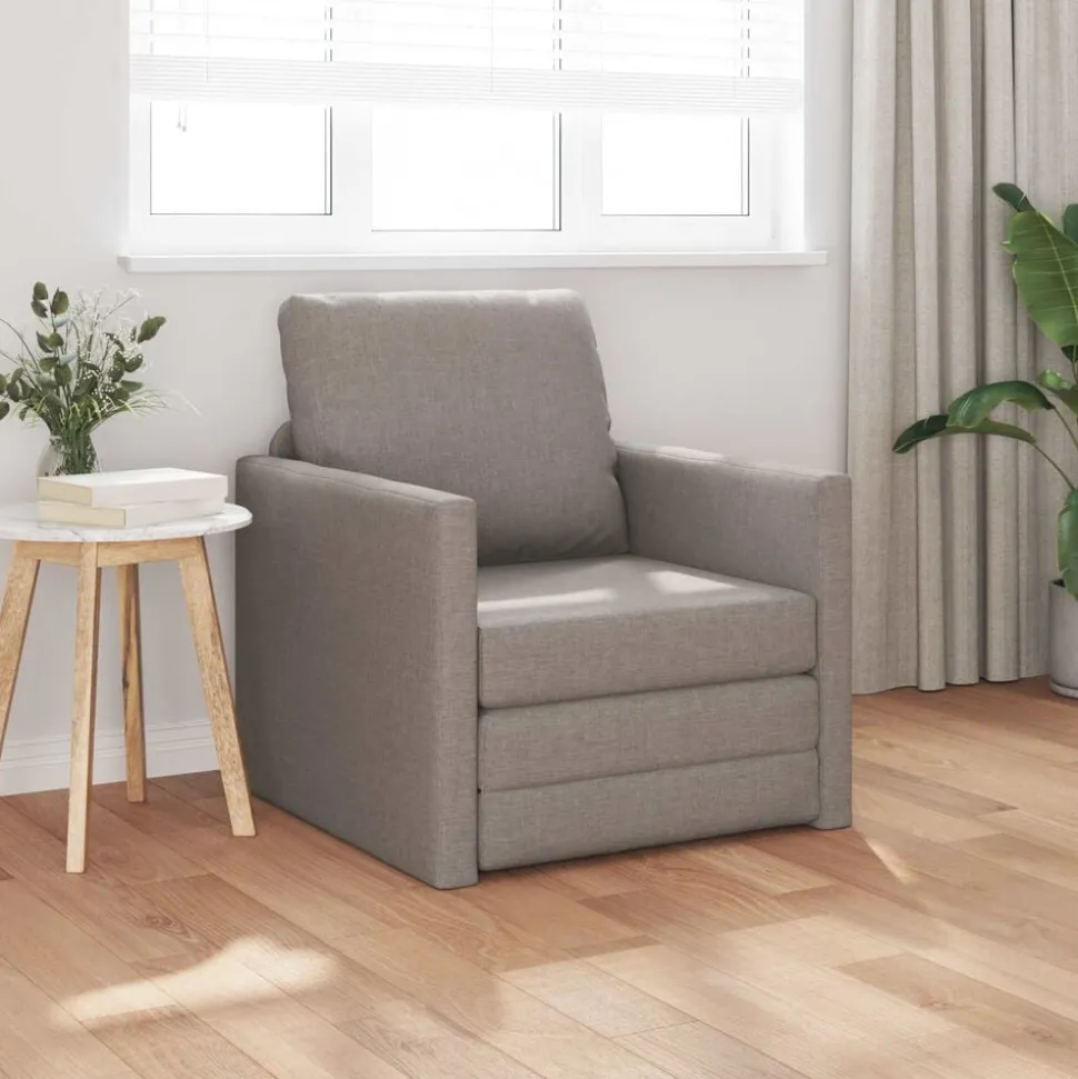 vidaXL Slaapbank vloermodel 2-in-1 112x174x55 cm stof taupe