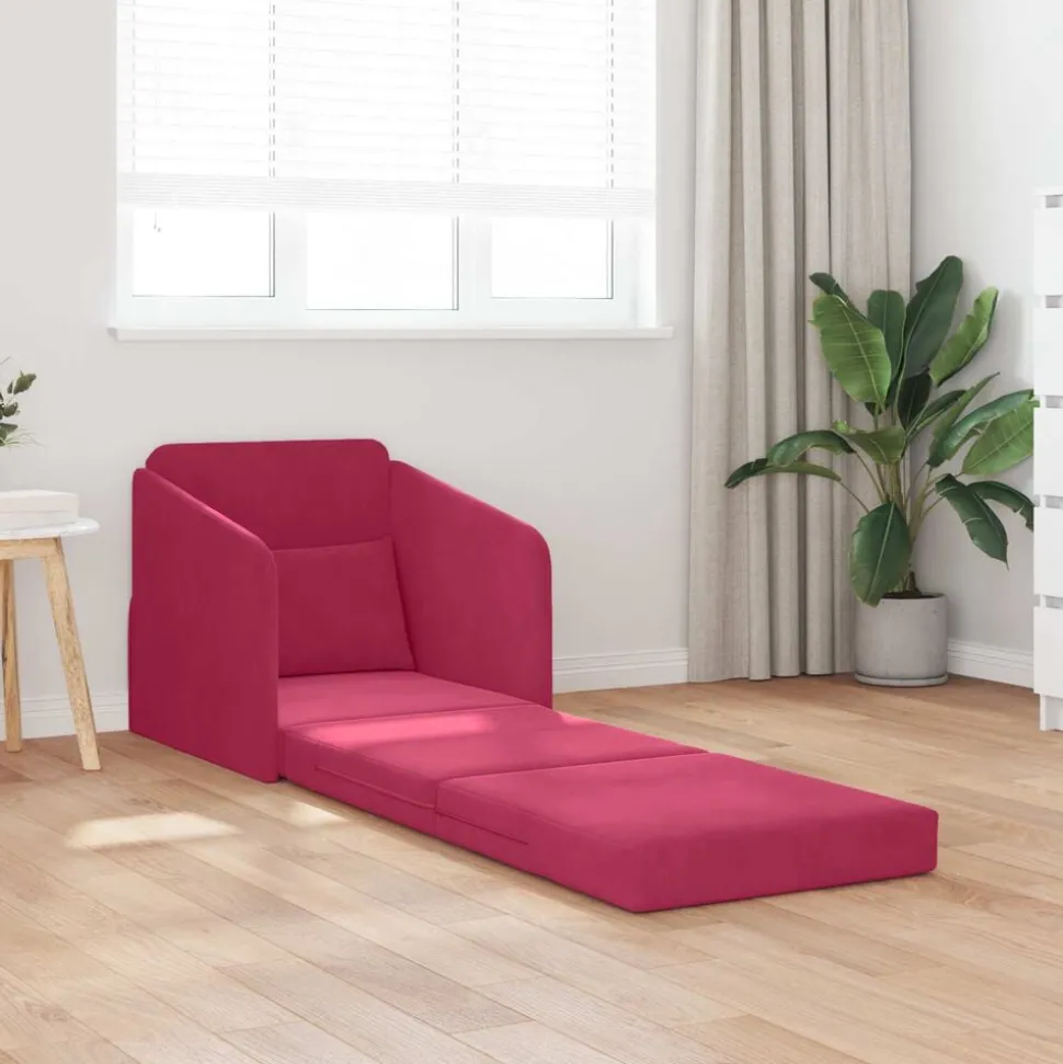 vidaXL Slaapbank Wijnrood 65 x 80 x 83 cm Fluweel